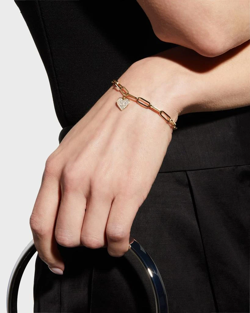 Sydney Evan Paperclip Bracelet with Diamond Heart Charm 2
