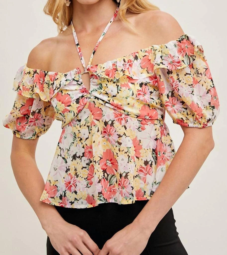 BluIvy Bluivy - FLORAL CHIFFON HALTER BLOUSE