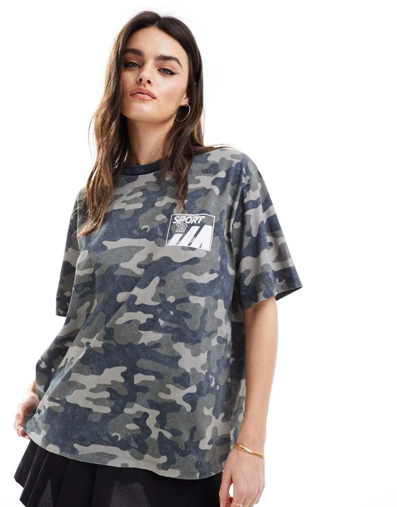 ASOS ASOS DESIGN oversized t-shirt with graphic in washed camo print 2