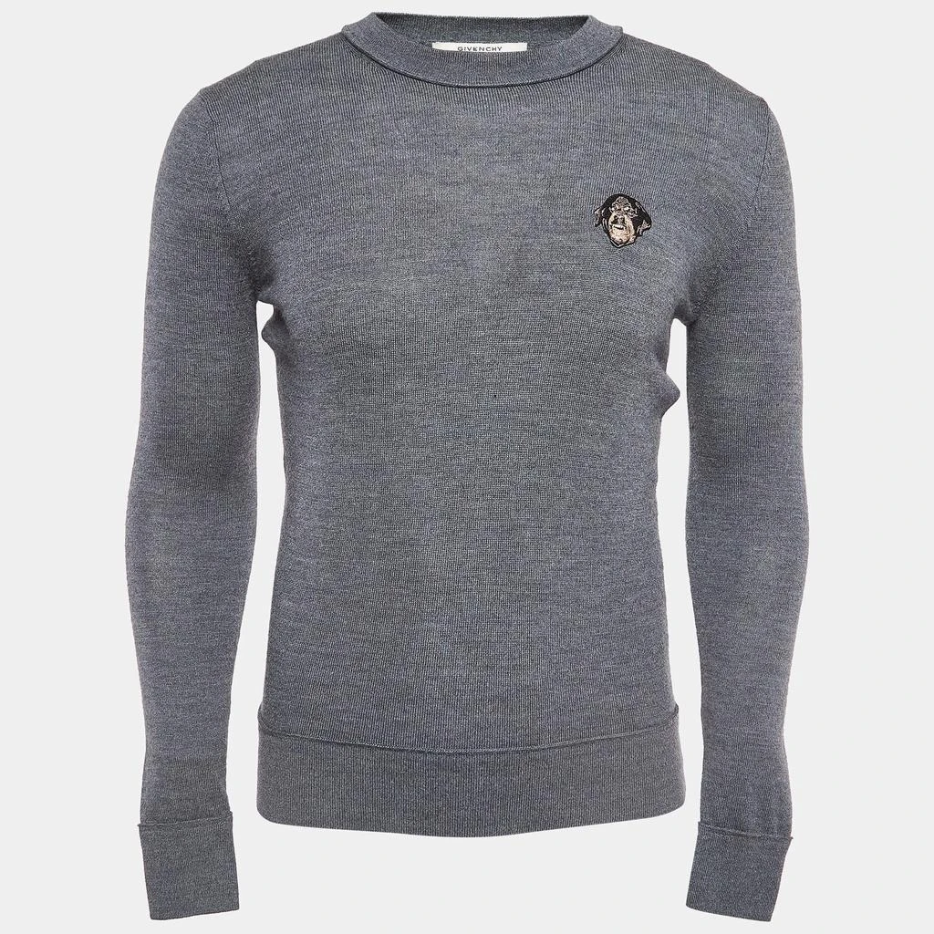 Givenchy Givenchy Grey Embroidered Wool Knit Sweatshirt XS 1