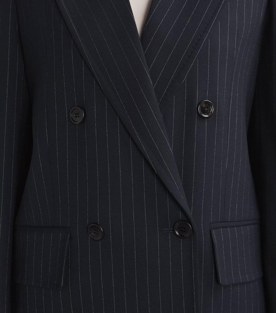 【関税＆送料込み】Max Mara Mattia - Pinstriped Wool Double Max Mara Mattia' Black White Pinstriped Virgin Wool Blazer