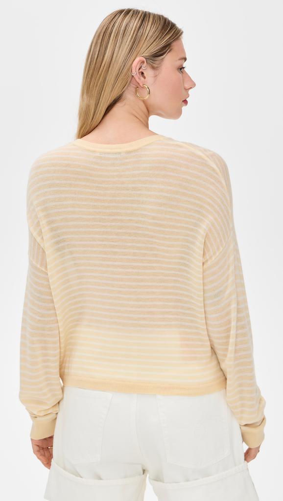 White + Warren Superfine Cashmere Blend Striped Sweatshirt