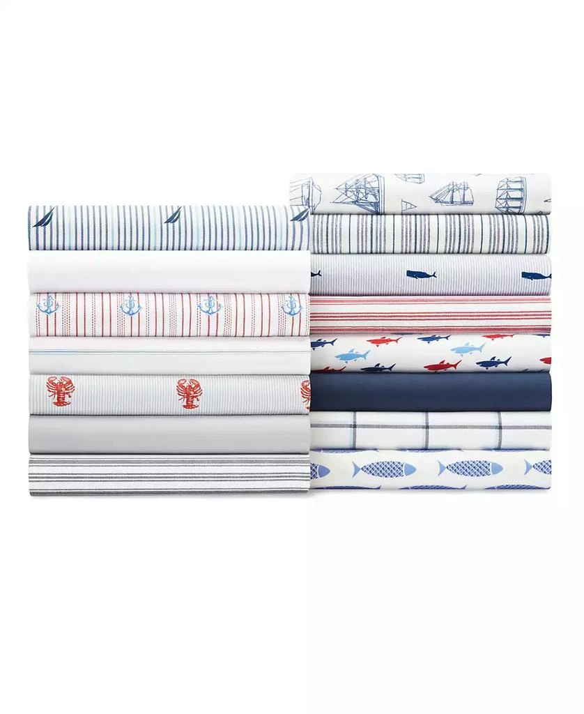 Nautica Whale Stripe Cotton Percale 4-Piece Sheet Set, King 8
