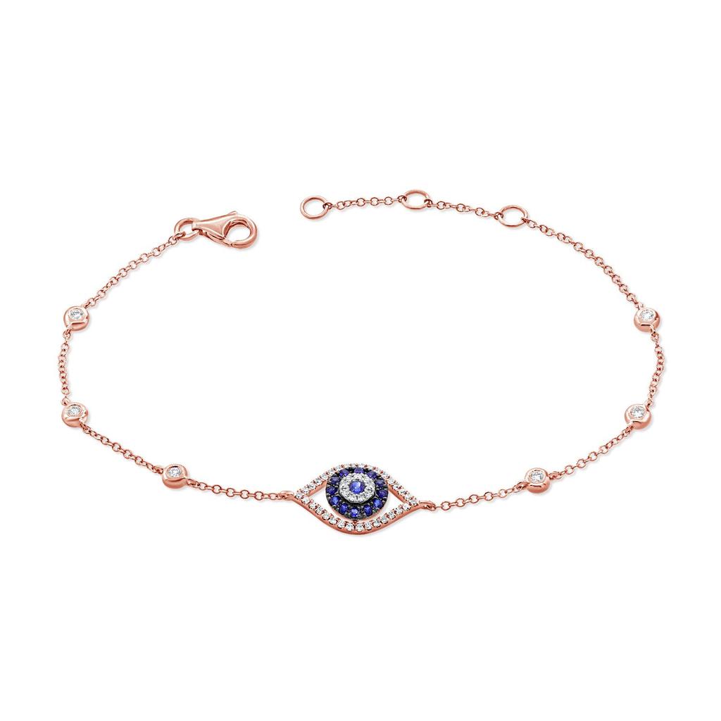 Sabrina Designs 14k Gold Sapphire & Diamond Evil Eye Bracelet