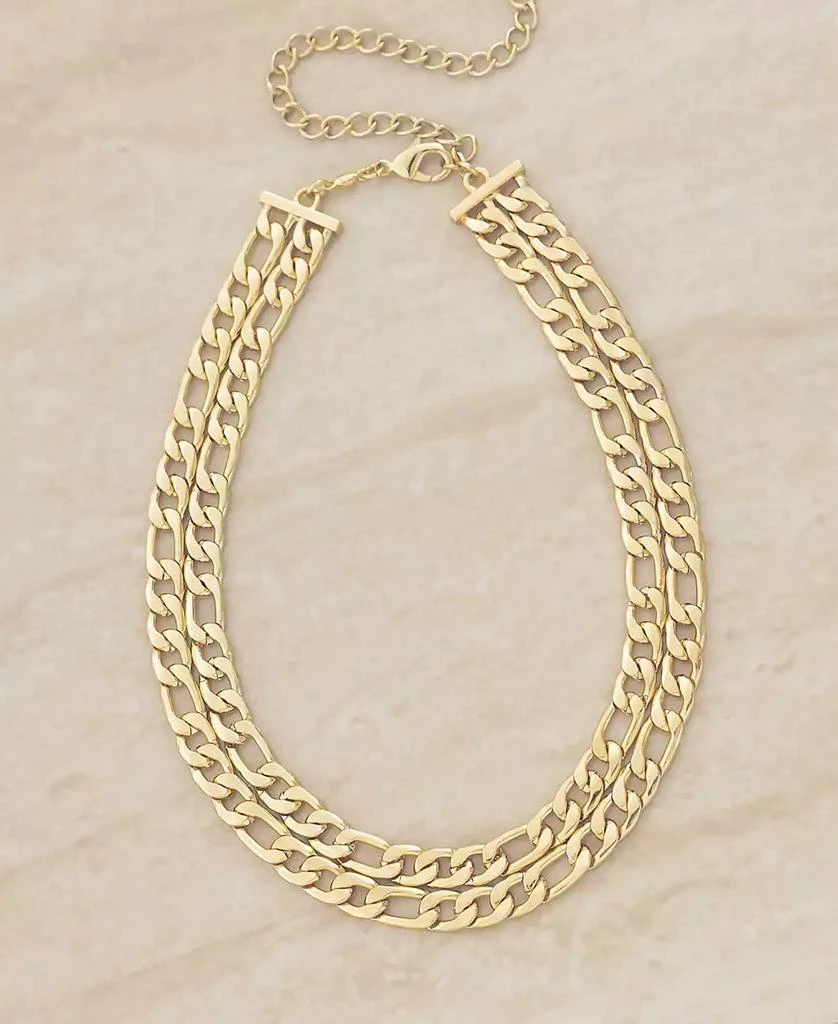 Ettika Jewelry Double Gold Plated Figaro Chain Link Necklace 2