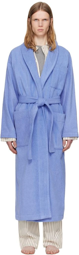 Tekla Navy Terry Classic Bathrobe