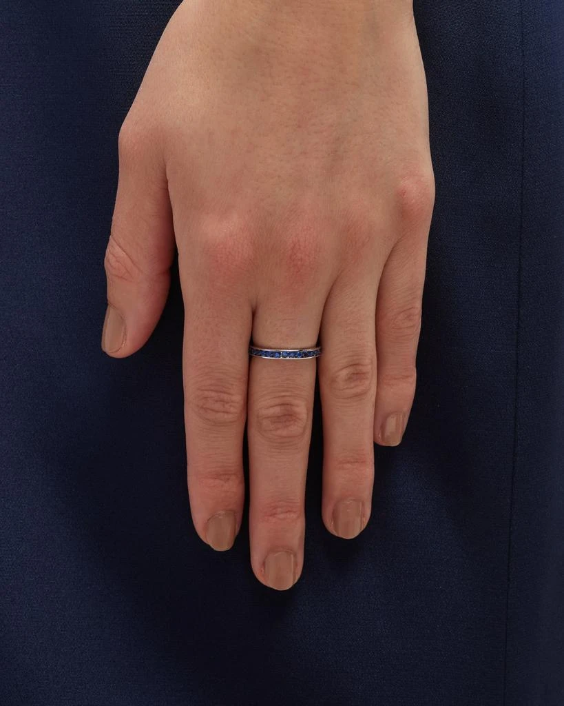 Neiman Marcus Diamonds 18k White Gold Blue Sapphire Eternity Ring, Size 7, 1.50tcw 2