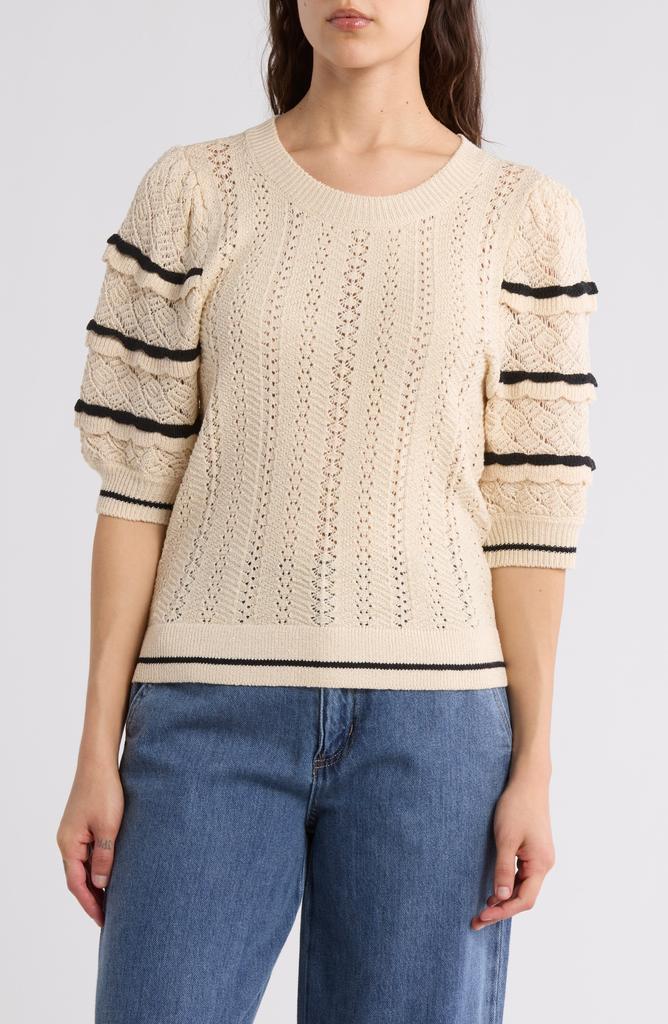 DR2 by Daniel Rainn Pointelle Scalloped Sweater