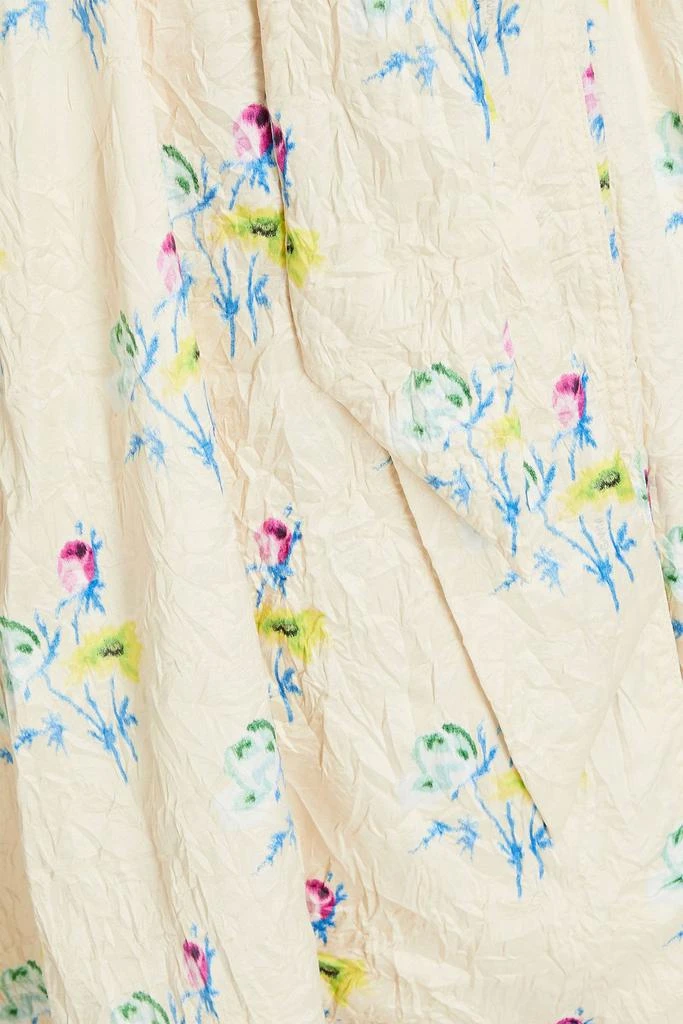 Ganni Floral-print crinkled-satin wrap dress 4