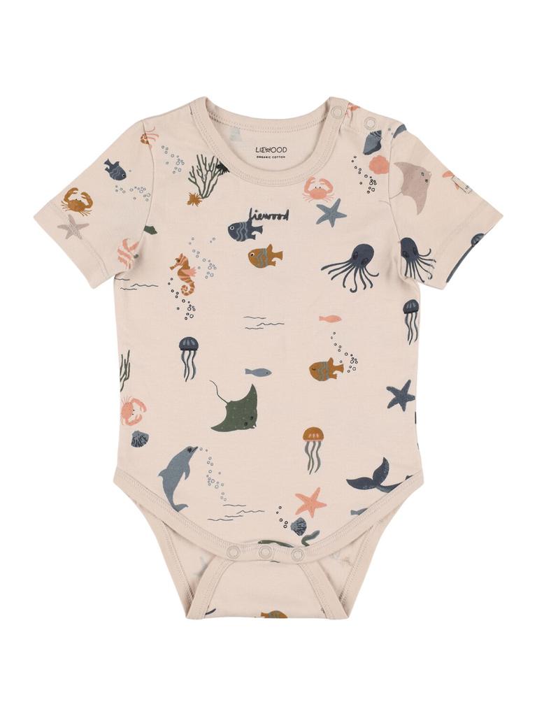 Liewood Sea Print Cotton Blend Jersey Bodysuit