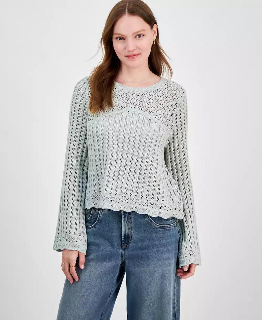 Hooked Up by IOT Juniors' Long-Sleeve Pointelle Sweater