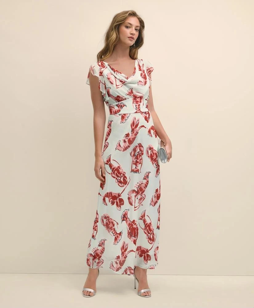 Brooks Brothers Chiffon Lobster Maxi Dress 1