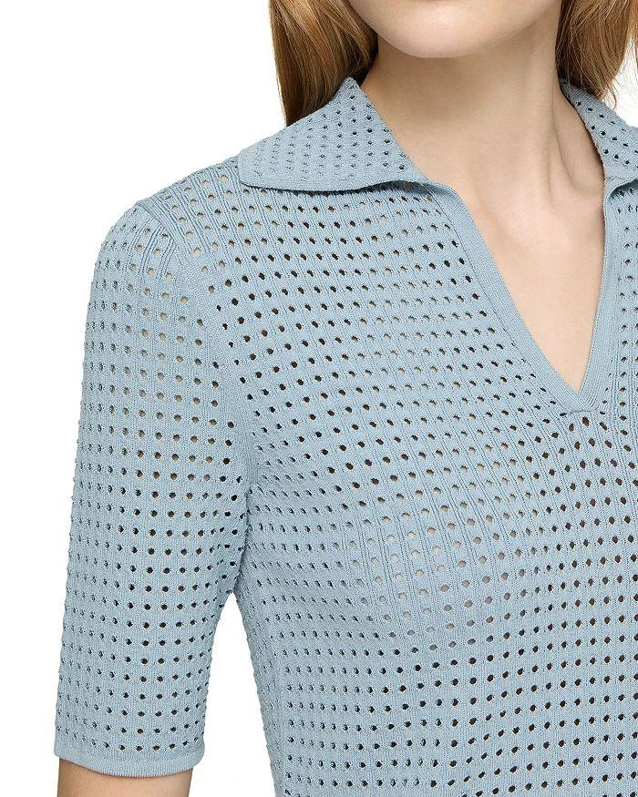 Lafayette 148 New York Pointelle Stitch Polo Shirt 3