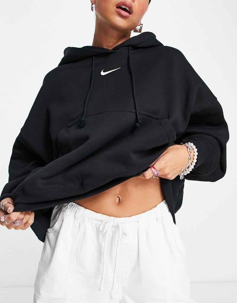 nike plus mini swoosh oversized hoodie in oatmeal