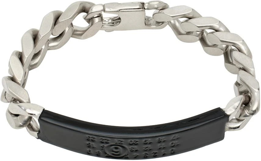 MM6 Silver & Black ID Tag Bracelet