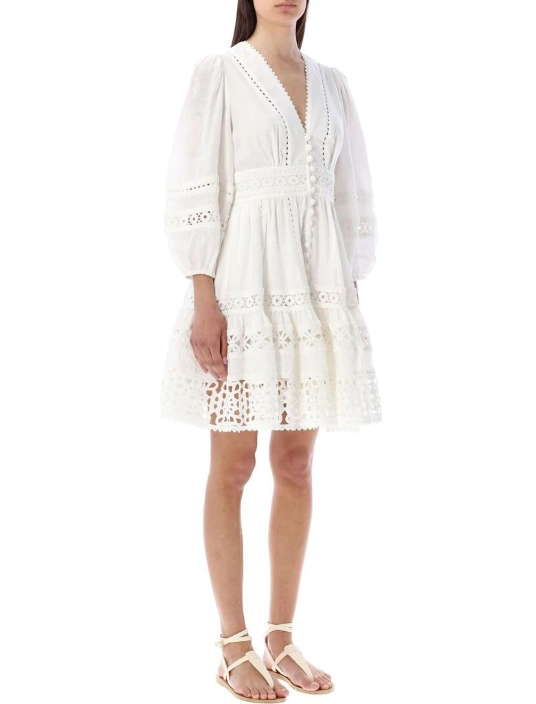 Zimmermann Zimmermann Devi Crochet-Trimmed V-Neck Mini Dress 3