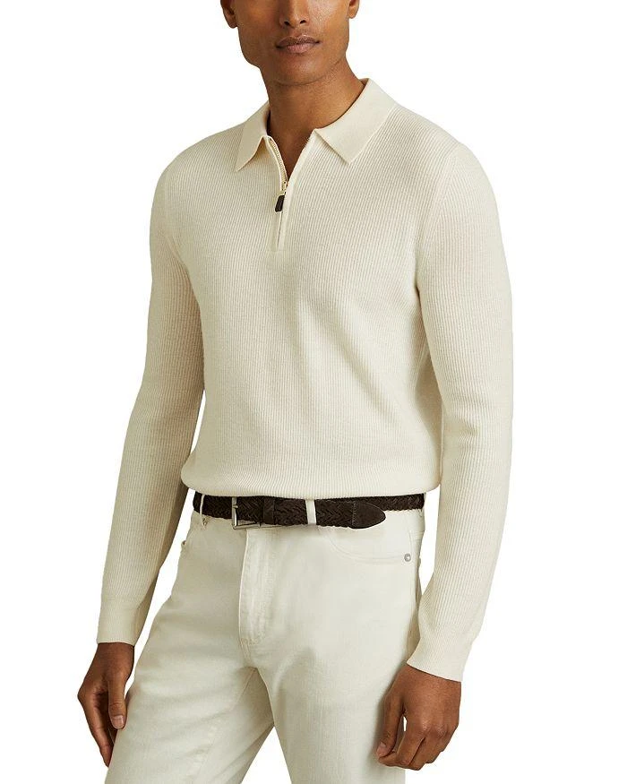 REISS Half Zip Ribbed Polo 1