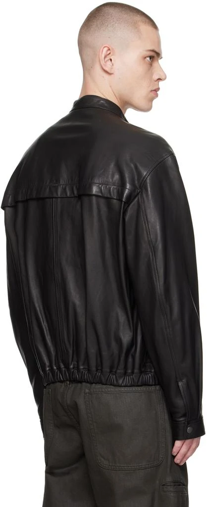 Lemaire Black Stand Collar Leather Jacket 3