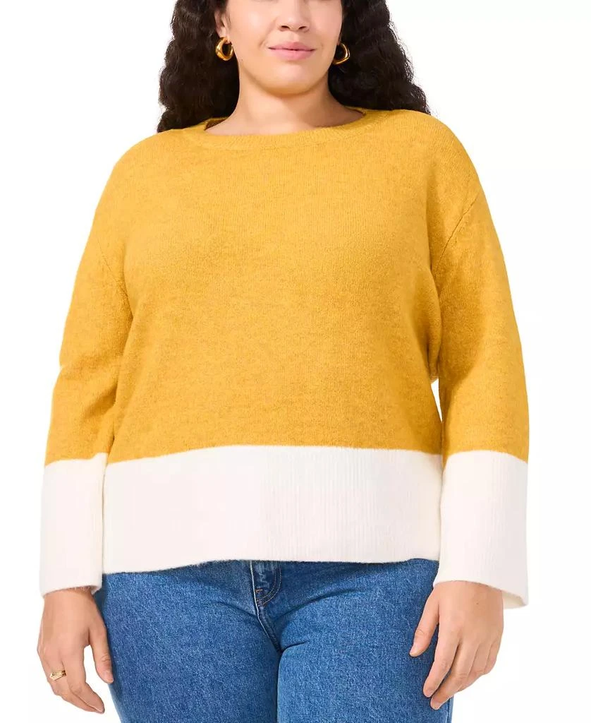 Shop Plus Size Colorblocked Crewneck Sweater on Sale at