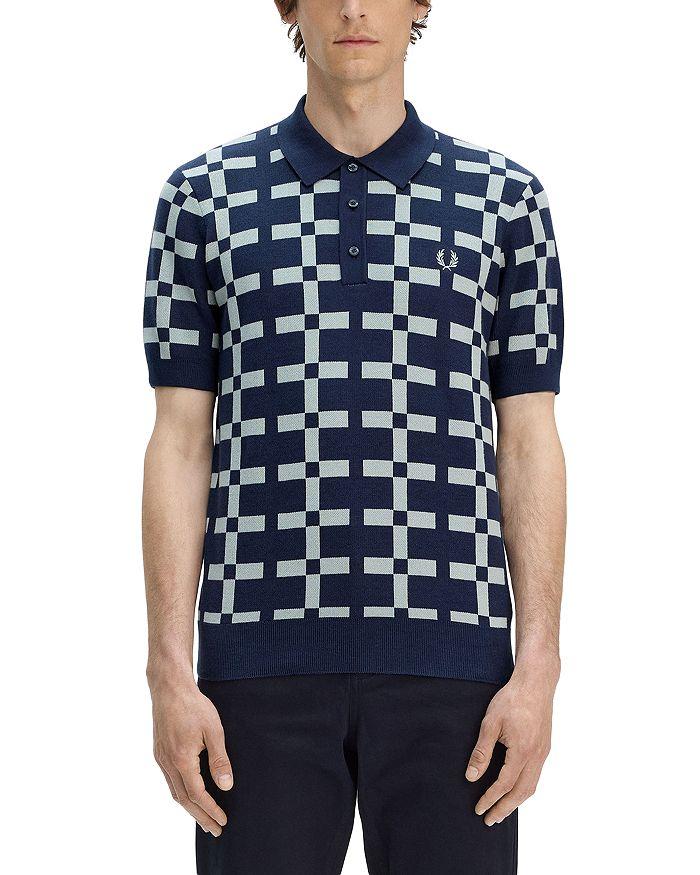Fred Perry Geometric Regular Fit Jacquard Knit Polo Shirt