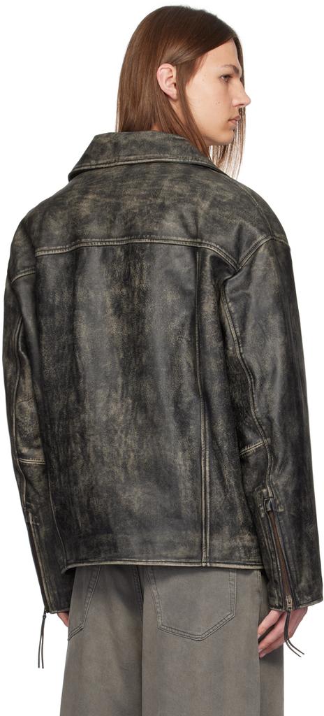 【MODERNIF】Fade leather jacket Black Faded Leather Jacket by Acne Studios on Sale