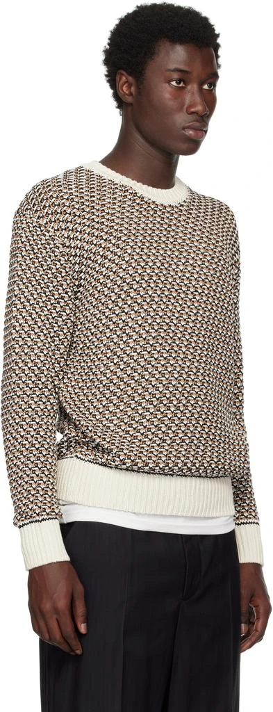 Hugo Boss Beige Cotton Rich Knitted Structure Sweater 2