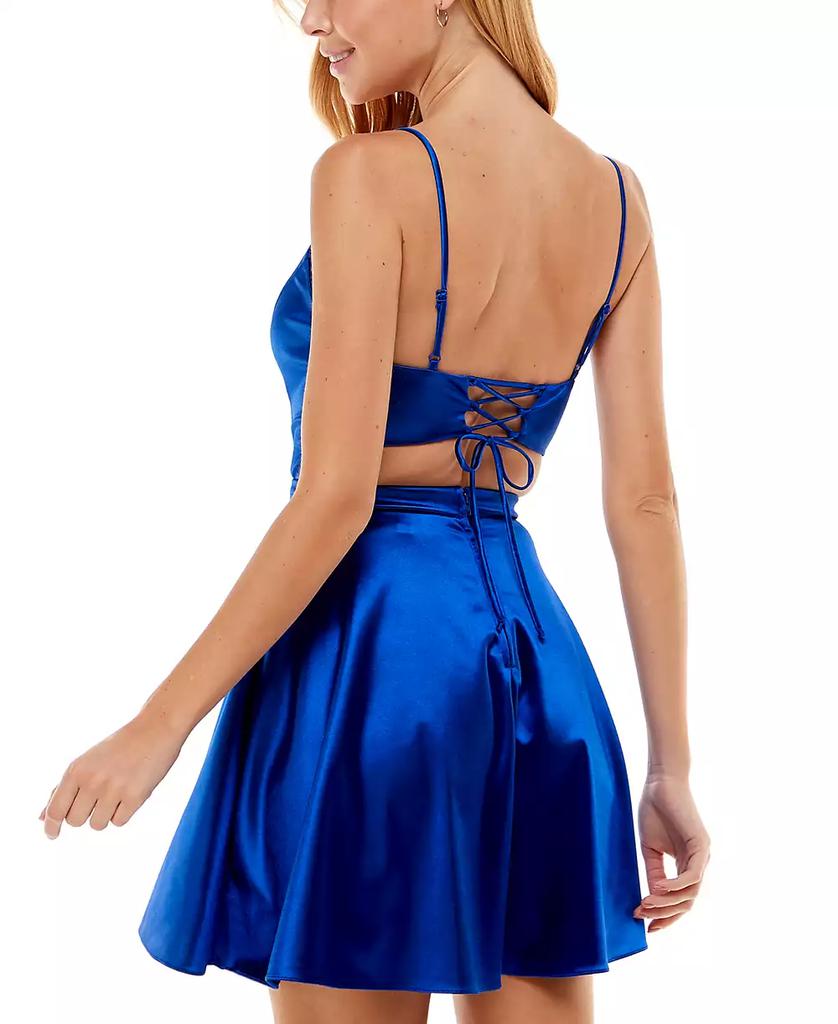City Studios Juniors' Satin Fit & Flare Dress