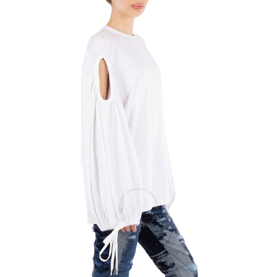 Burberry Ladies White Cut-out Sleeve Oversized Top