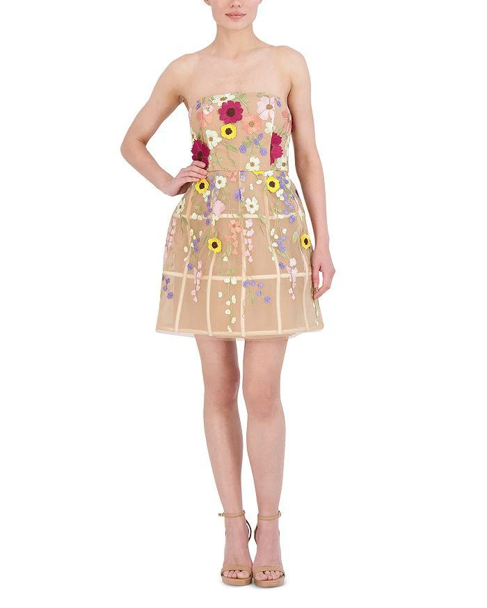knee length dresses for ladies BCBG Girls Floaty Organza Floral Dress in White