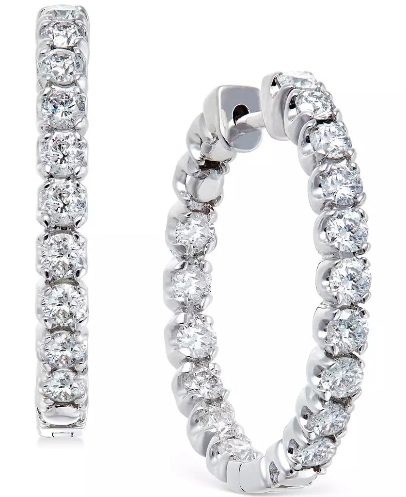 Macy's Diamond Hoop Earrings in 14k White Gold (2-1/2 ct. t.w.) 1