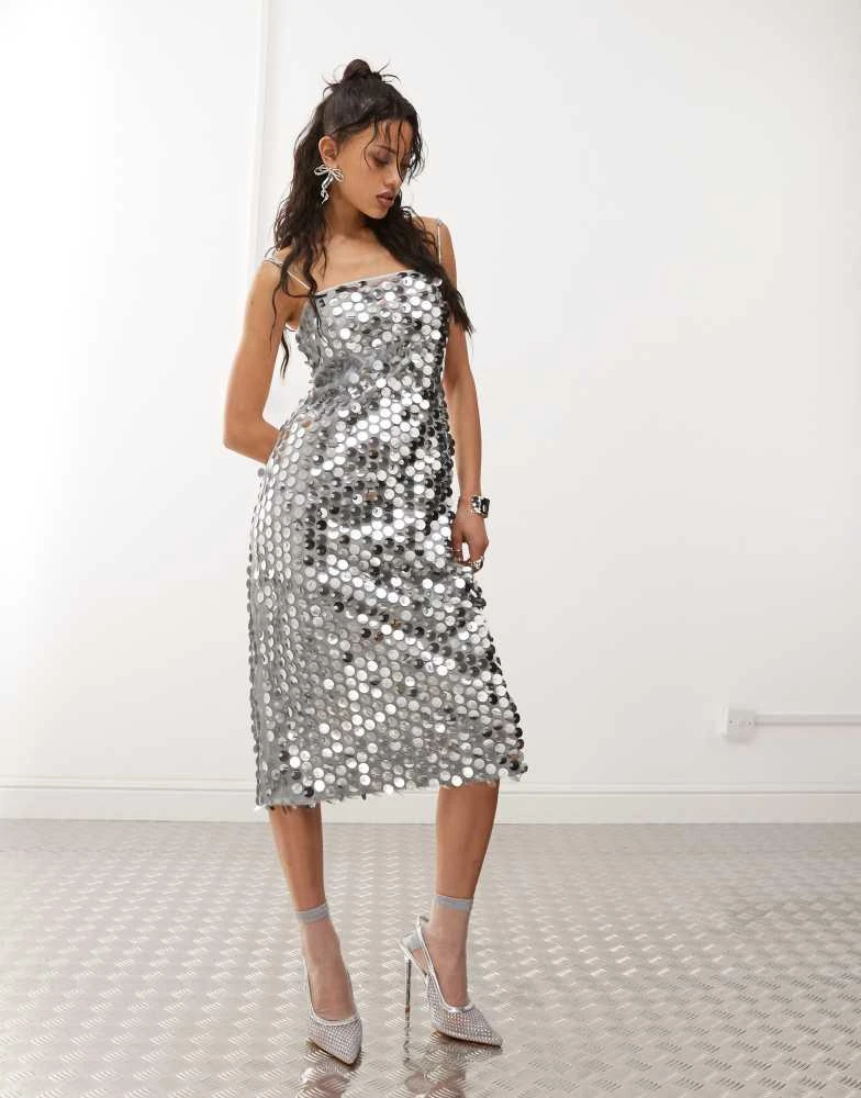 knee length dresses for ladies The Amy Belle Midi Dress Black Multi / Small main image 1