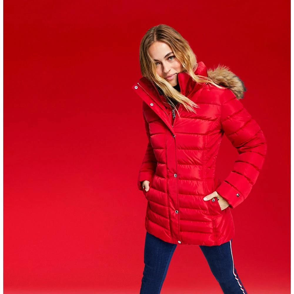 Tommy Hilfiger Women's Faux-Fur-Trim Hooded Puffer Coat, Created for Macy's 3