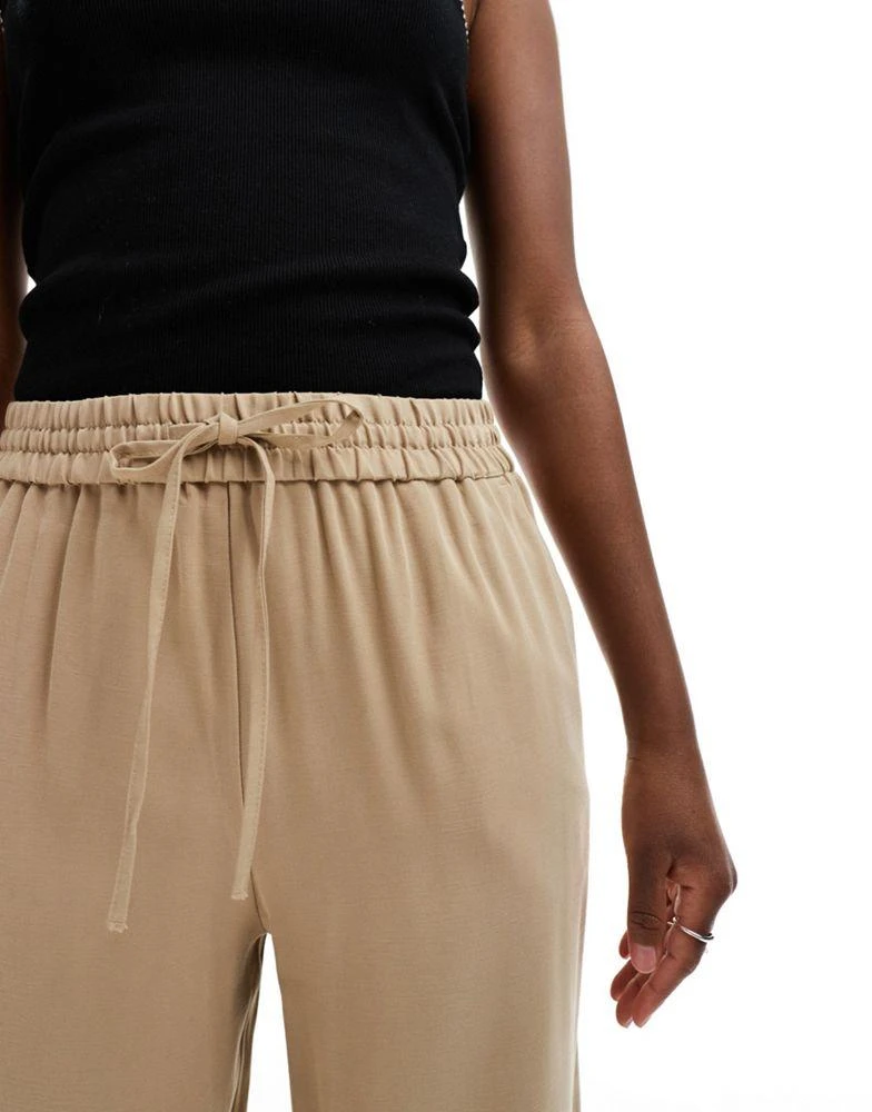 Miss Selfridge Miss Selfridge soft touch pull on wide leg trouser in stone 4