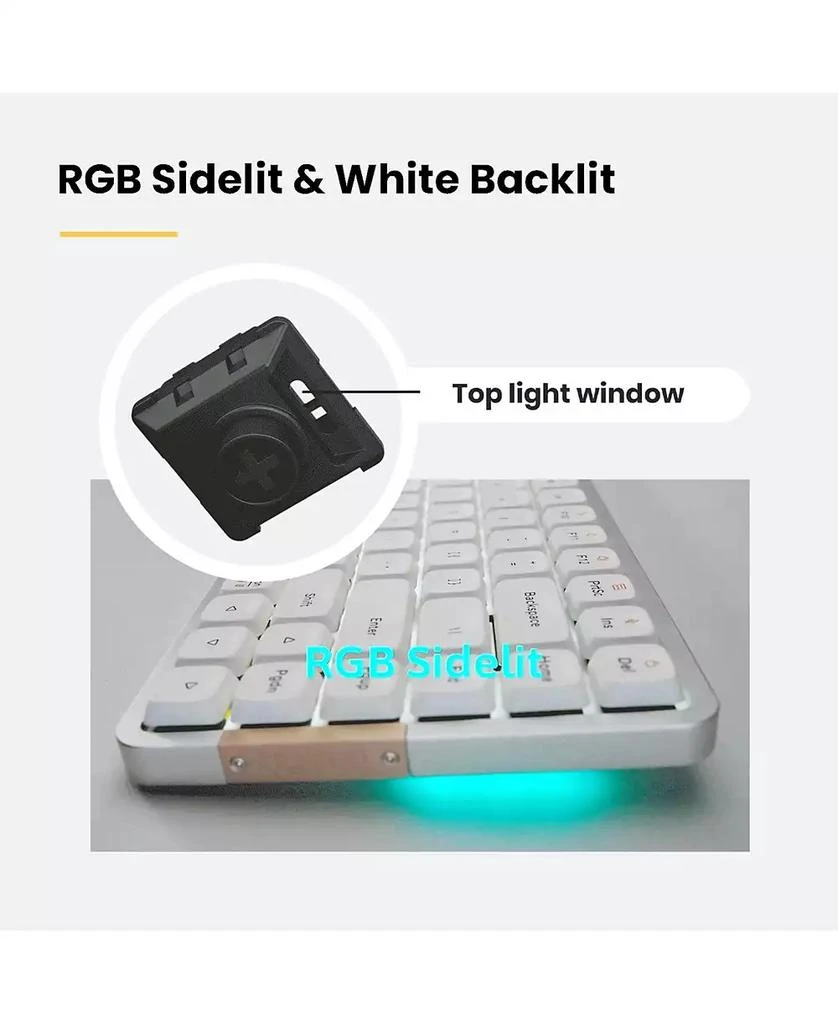 Lofree Flow Low-Profile Mechanical Keyboard, 100 Keys Rechargeable Wireless, Bluetooth 
Wired, White Ghost Linear Switches for Windows, Mac 8