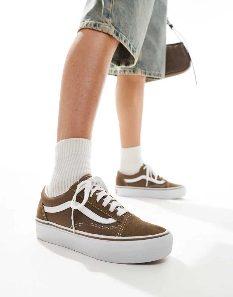 Vans Vans old skool platform trainers in mid brown 1