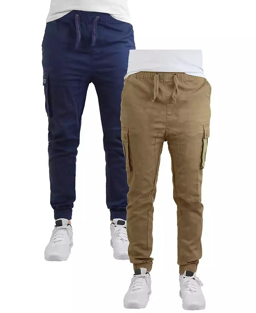 Galaxy By Harvic Men's Cotton Stretch Twill Cargo Joggers, Pack of 2 5