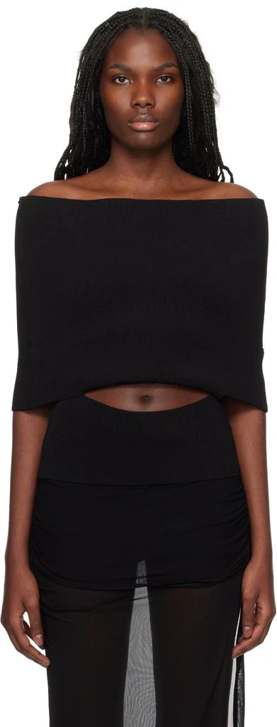 Christopher Esber Black Slashed Knit Shawl Top 1