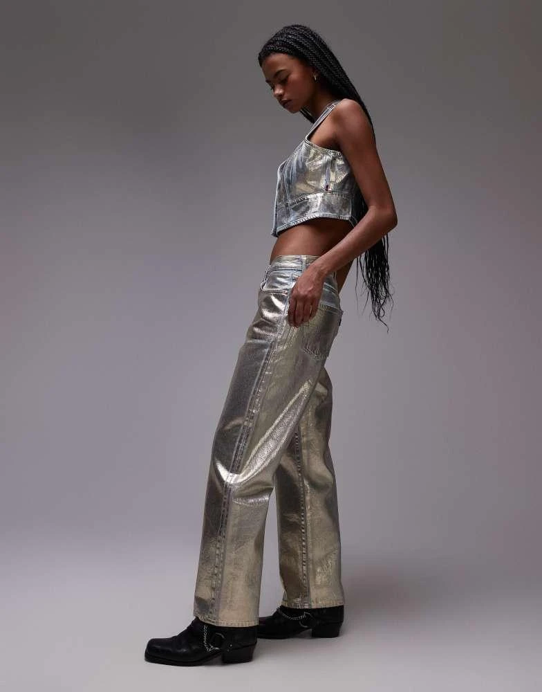 Levi's Levi's 501 90s ankle length metallic jeans in gold CO-ORD 3
