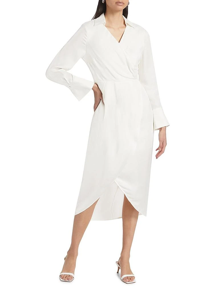 knee length dresses for ladies Perfee Split Printed Surplice Long Sleeve Midi Dress – MonicaMichelle  Boutique main image 0