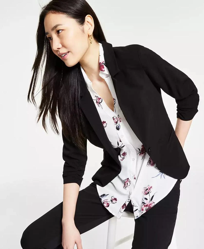 BCX Juniors' Ruched 3/4-Sleeve Blazer 4