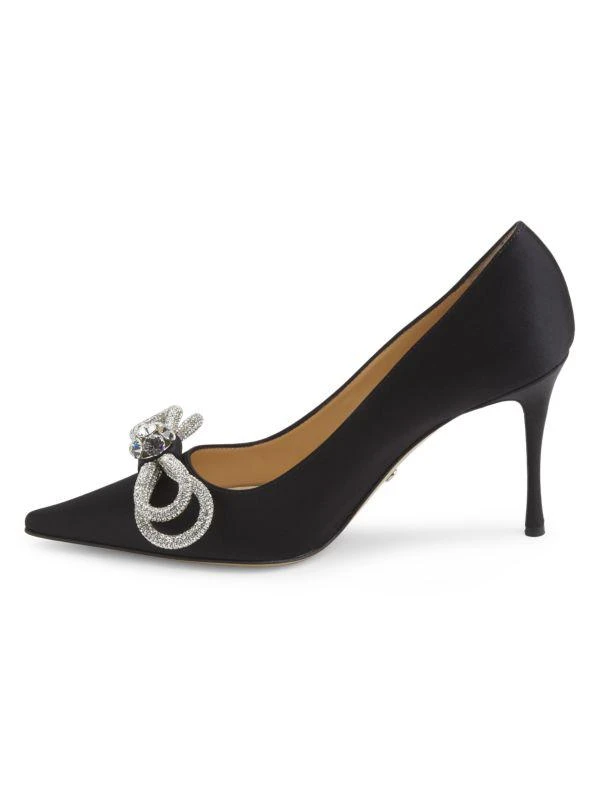 Mach & Mach 90MM Rhinestone Embellished Bow Satin Pumps 4