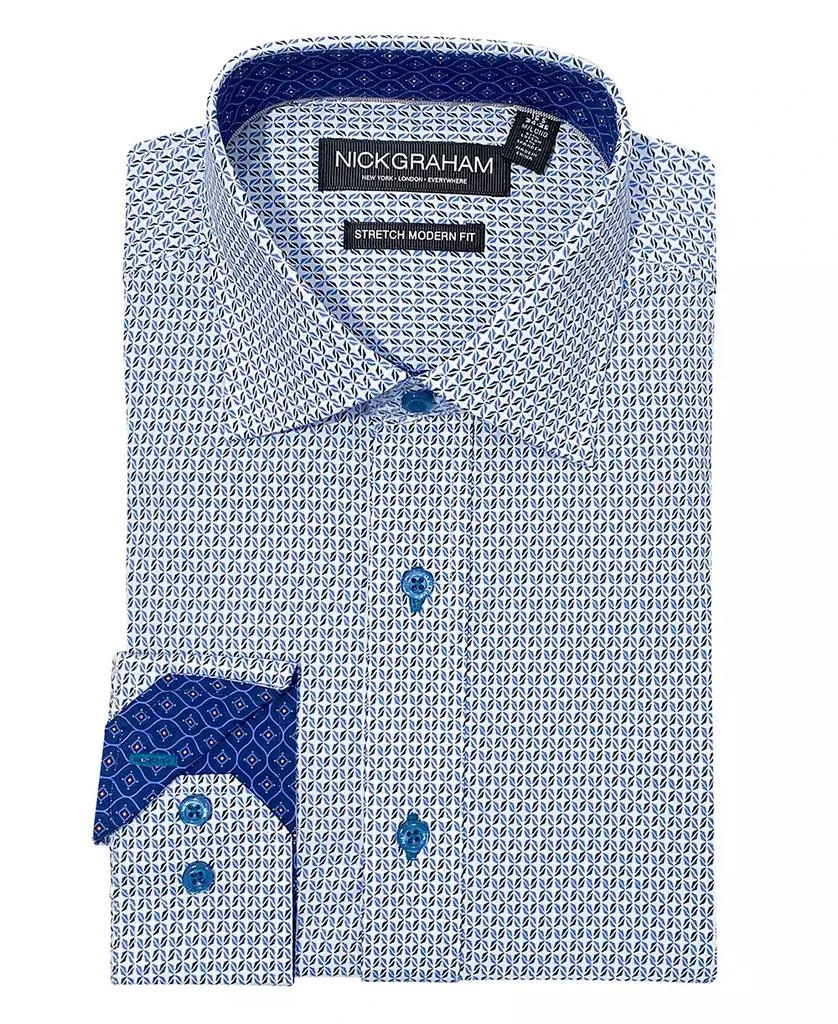 Nick Graham Men's Modern Fit Star Floral Medallion Dress Shirt 1