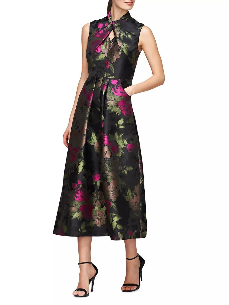 Kay Unger Rosemarie Floral Jacquard Cocktail Dress 2