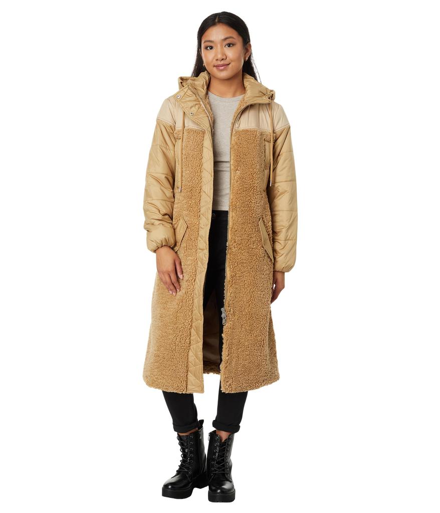 Avec Les Filles Coat Mixed Media Hooded