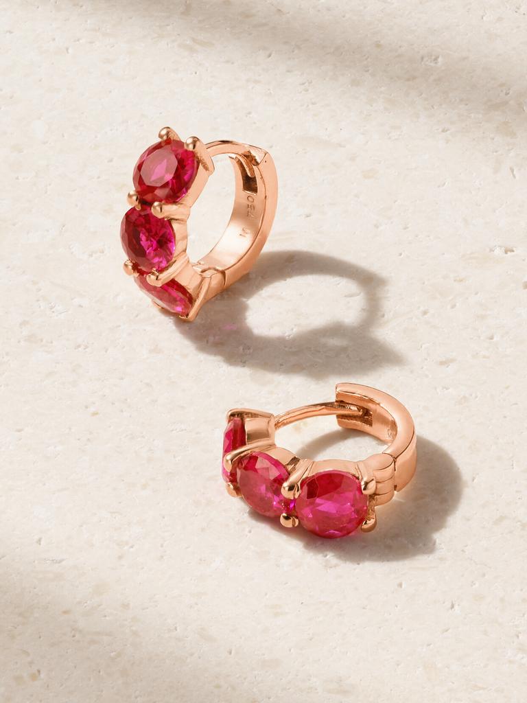 Ileana Makri 18k 玫瑰金红宝石耳环