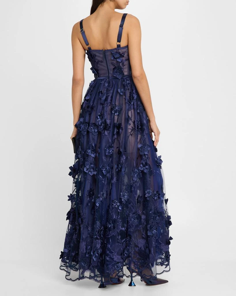 BRONX AND BANCO Anastasia Embroidered Floral Applique Gown 3
