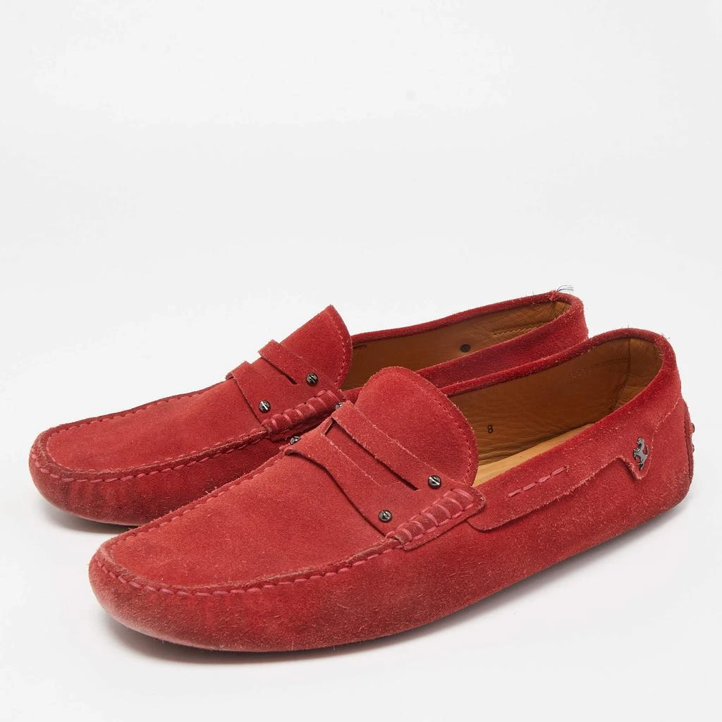 Tod's Tod's by Ferrari Red Suede Penny Loafers Size 42 2
