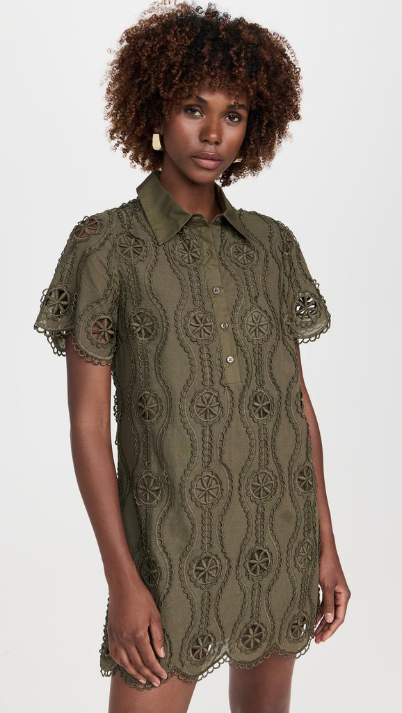 English Factory Scallop Embroidered Mini Dress