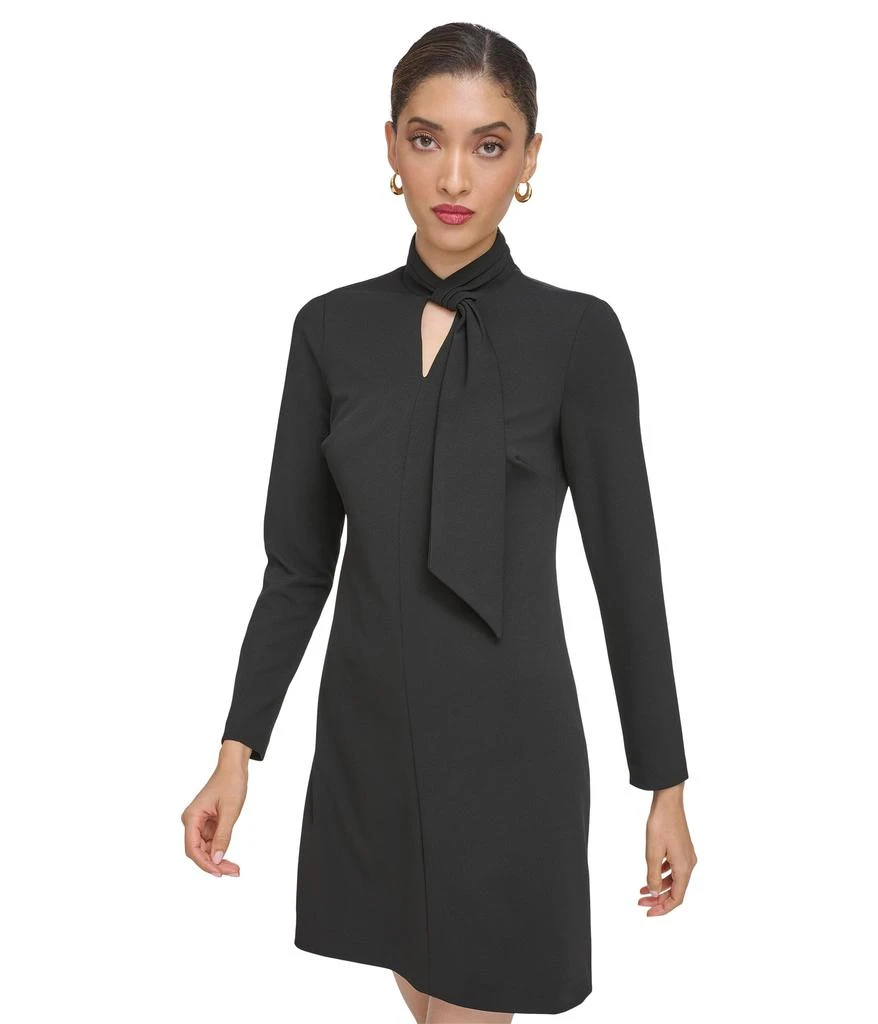 Shop Faux Tie Neck Shift Dress with Keyhole Neck Detail on Sale at  BeyondStyle  Get 32% Off Faux Tie Neck Shift Dress with Keyhole Neck  Detail with Limited-Time Flash Deals, Exclusive