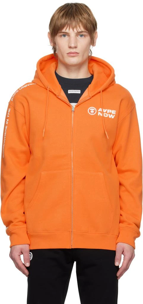 AAPE Orange 'AAPE NOW' Hoodie 1